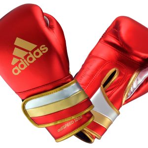 adidas adispeed strap up boxing gloves metallic red/gold ADISBG501PRO